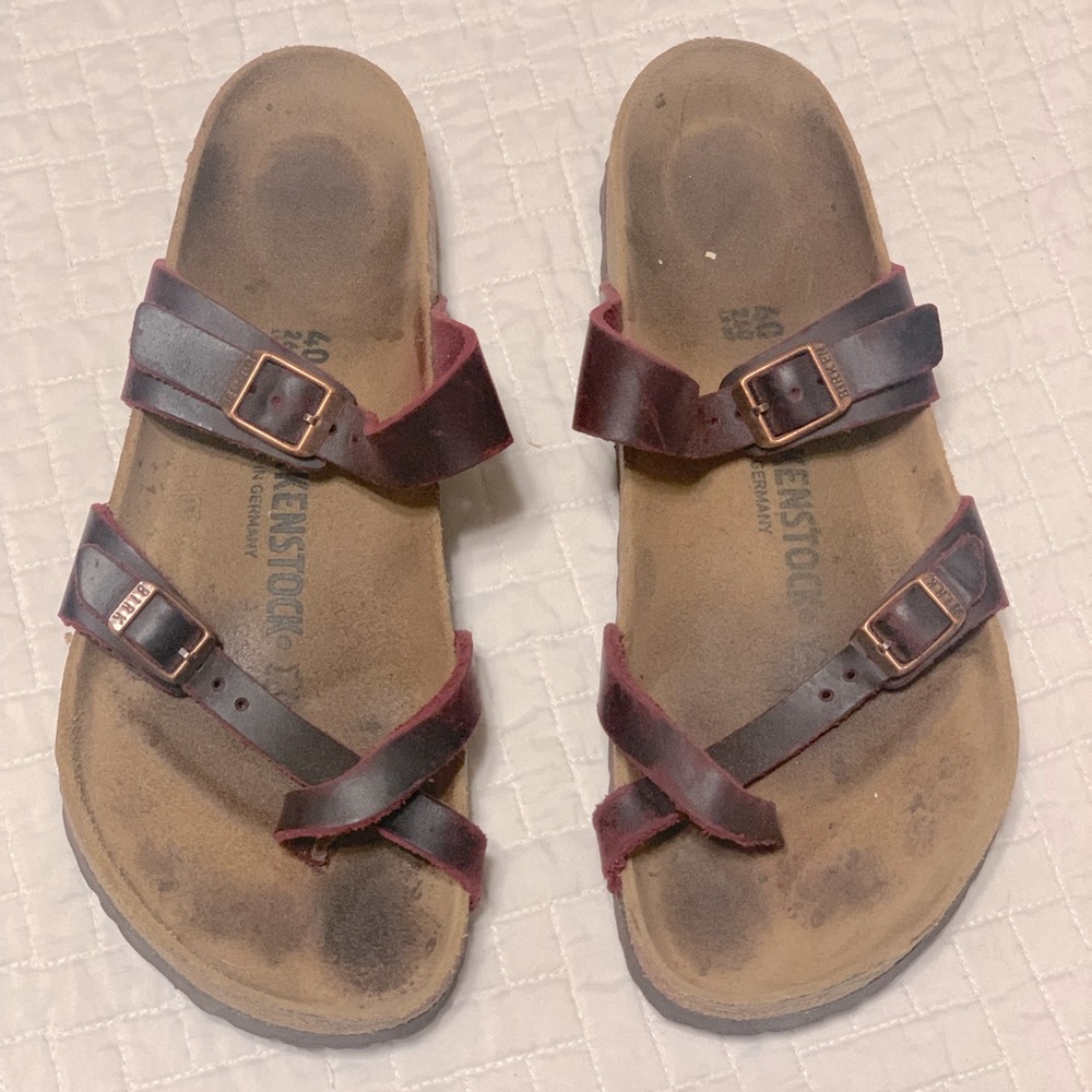 Maroon Size 40 Birkenstock sandals